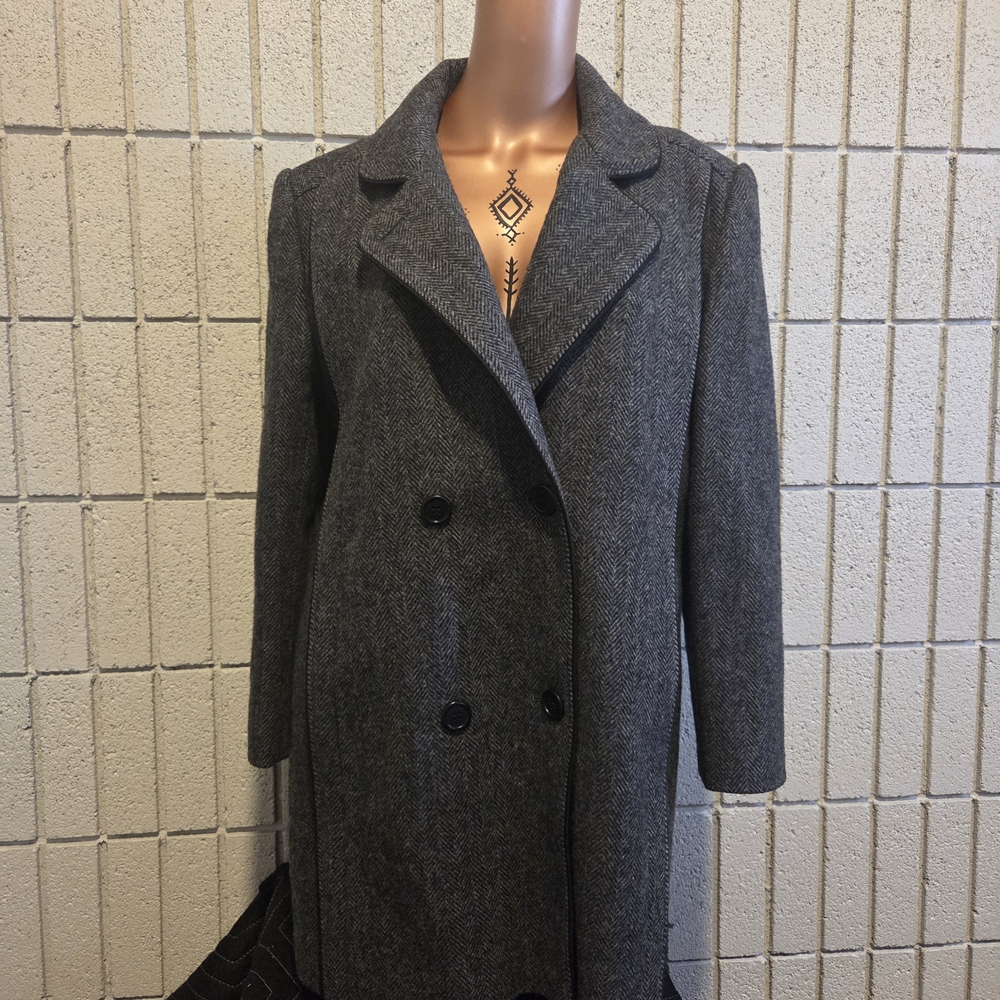 Vintage Union Tag Women's Double-Breasted Gray Pea Coat